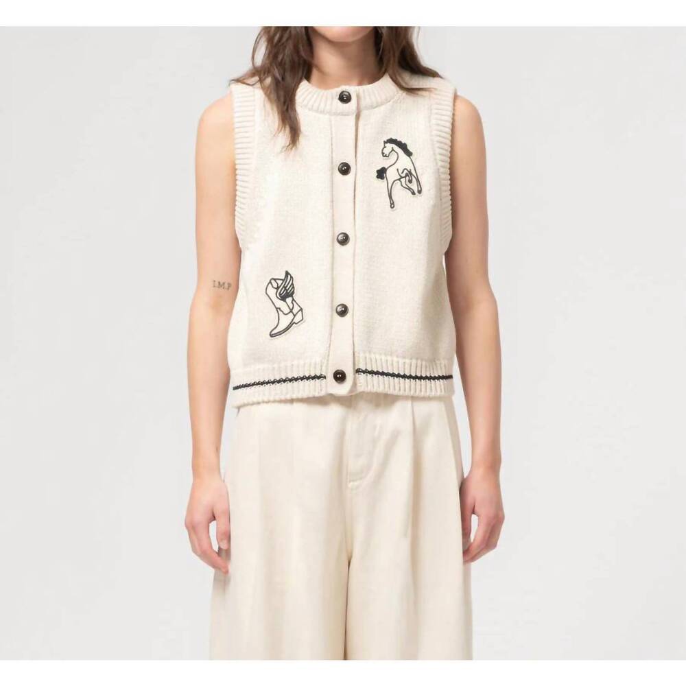 NEW GIRLS OF DUST ivy sleeveless vest in ecru